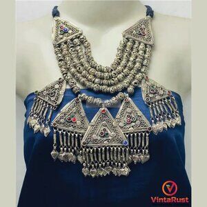 Bohemian Beaded Statement Necklace: Vintage Multilayered Necklace With Dangling